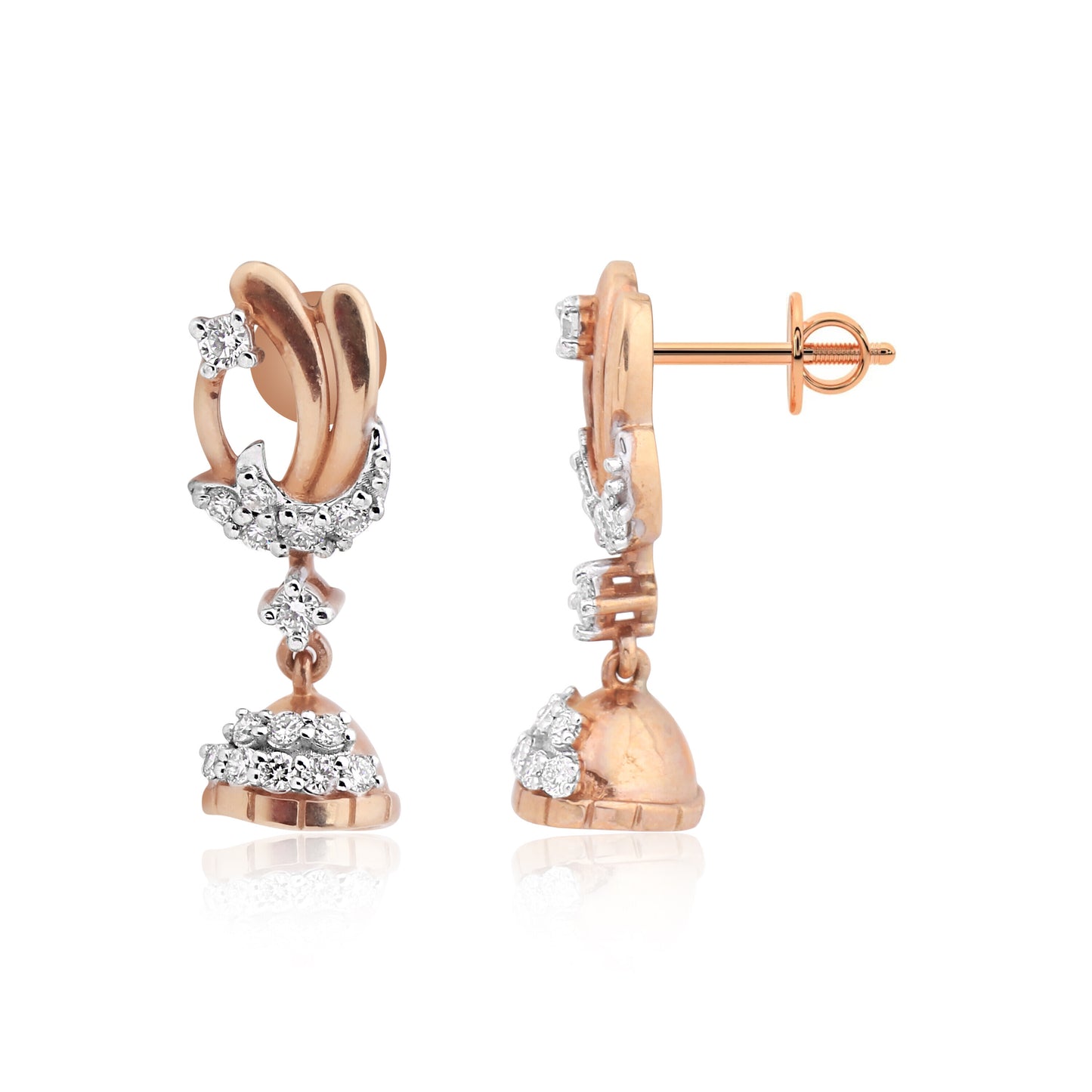 IGI Certified 0.42 Ct Diamond Stud Earrings 18k Gold Tops For Jewelry