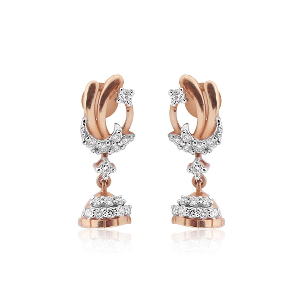 IGI Certified 0.42 Ct Diamond Stud Earrings 18k Gold Tops For Jewelry