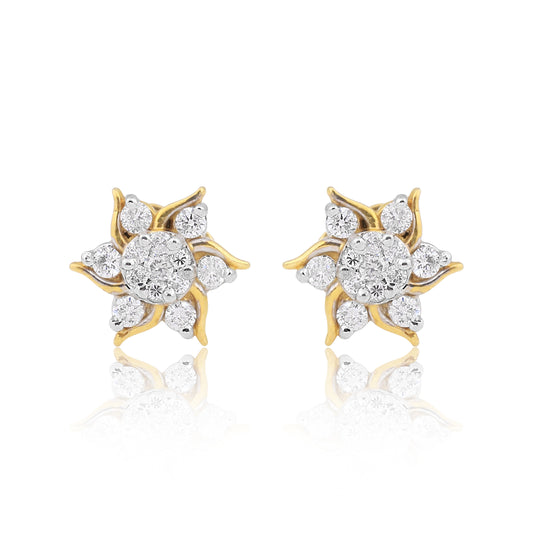IGI Certified 0.59 Ct Diamond Earrings H-I I1-I2 Round 18K Gold Jewelry