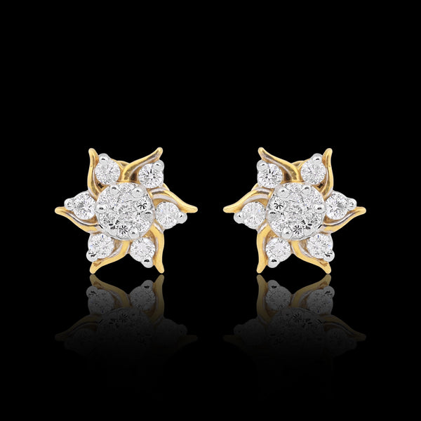IGI Certified 0.59 Ct Diamond Earrings H-I I1-I2 Round 18K Gold Jewelry