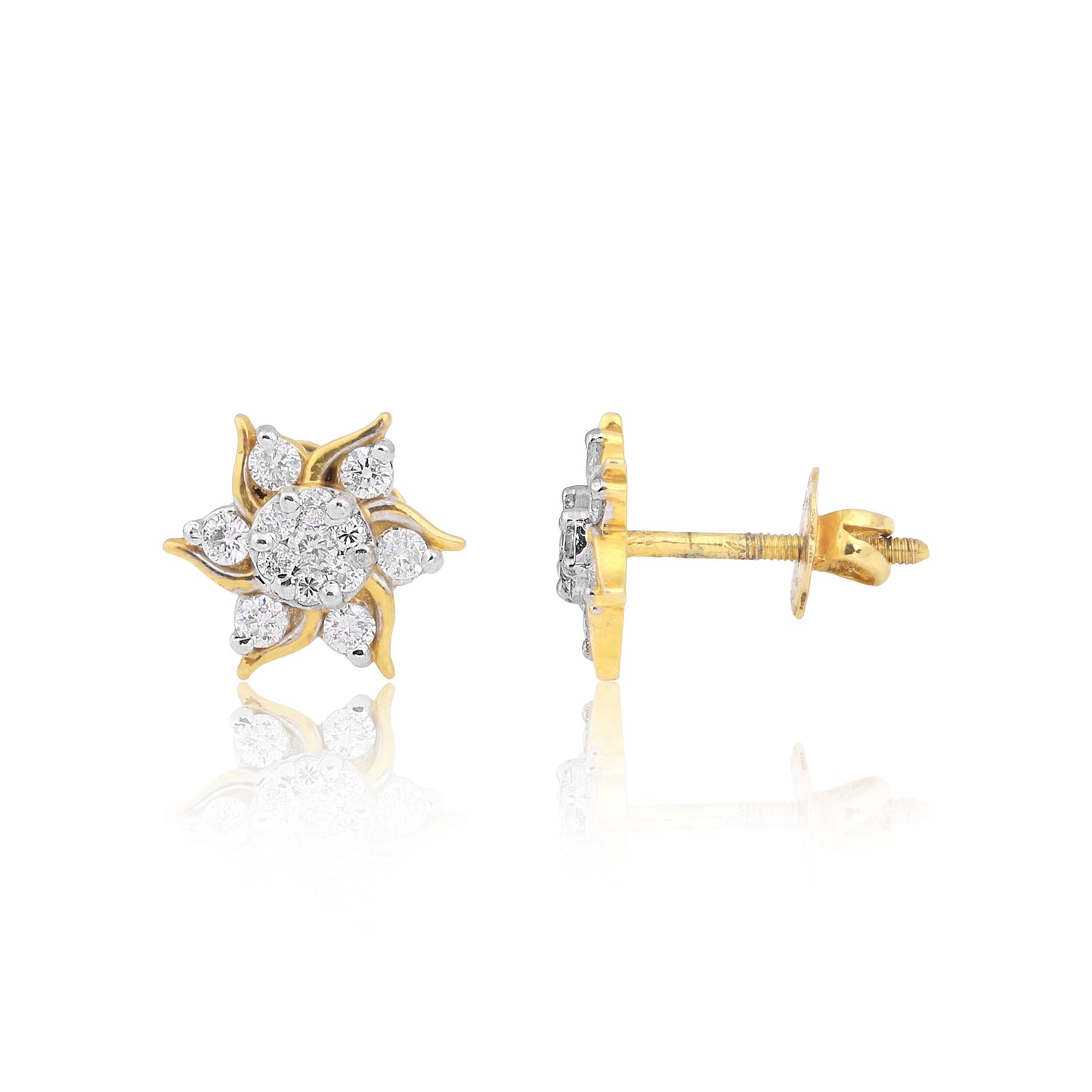 IGI Certified 0.59 Ct Diamond Earrings H-I I1-I2 Round 18K Gold Jewelry