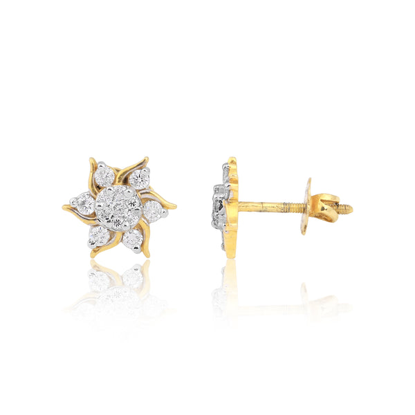 IGI Certified 0.59 Ct Diamond Earrings H-I I1-I2 Round 18K Gold Jewelry