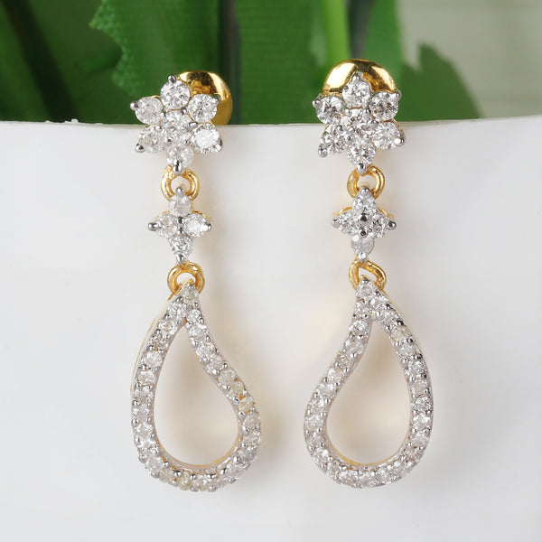 Certified 18K Yellow Gold Diamond Stud Earrings 0.90 Ct. for Women