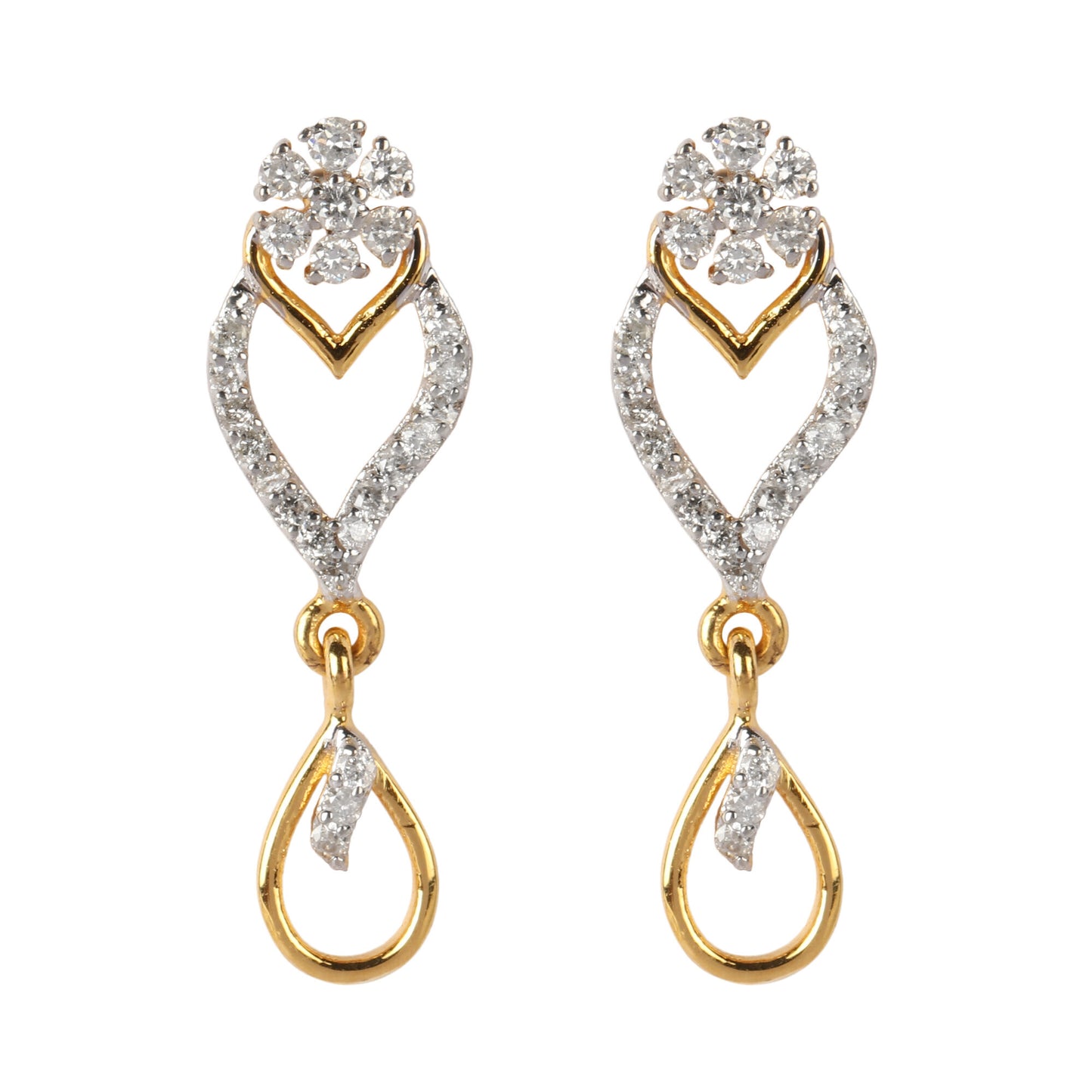 0.46 Ct Brilliant Diamond Stud Earrings 18K Gold IGI Certified H-I SI