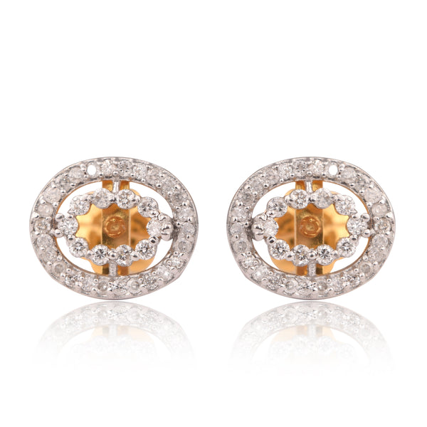 Luxury 0.65 Ct Diamond Stud Earrings IGI Certified H-I SI-I1 Round 18K Gold