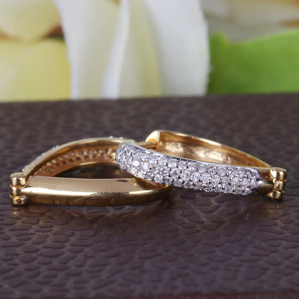 18K Yellow Gold Drop Earrings with Natural Diamond 0.60 Ct. Certified