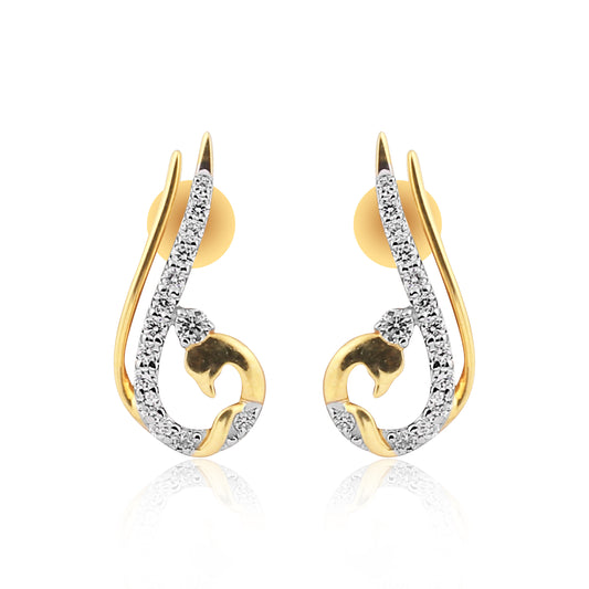 0.47 Ct Natural Diamond Stud Earrings IGI Certified G-H VS Round 18K Gold Tops