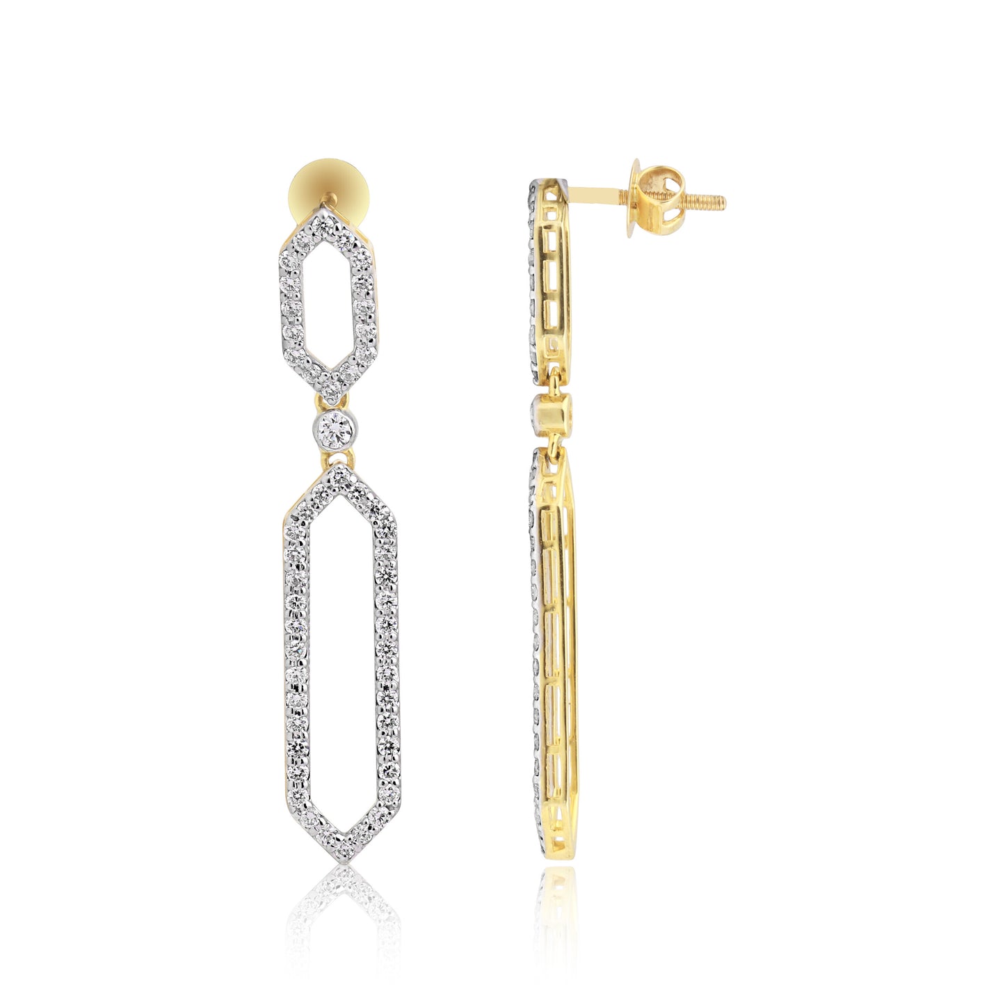 1.03 Ct Round Diamond Stud Earrings IGI Certified G-H-I VS 18K Gold Fine Jewelry