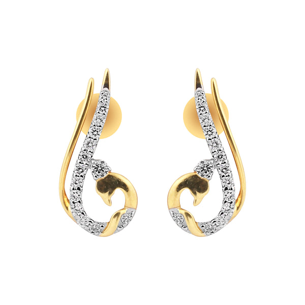 0.47 Ct Natural Diamond Stud Earrings IGI Certified G-H VS Round 18K Gold Tops