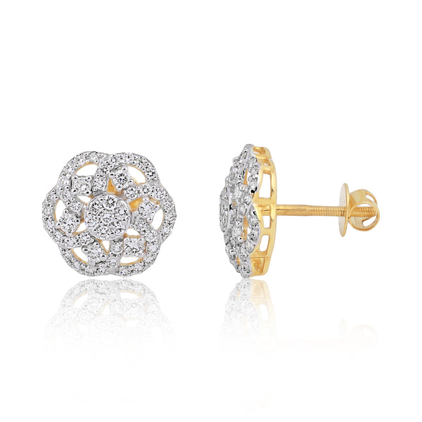 Stunning 1.12 Ct Diamond Stud Earrings IGI Certified G-H VS 18K Gold Gift