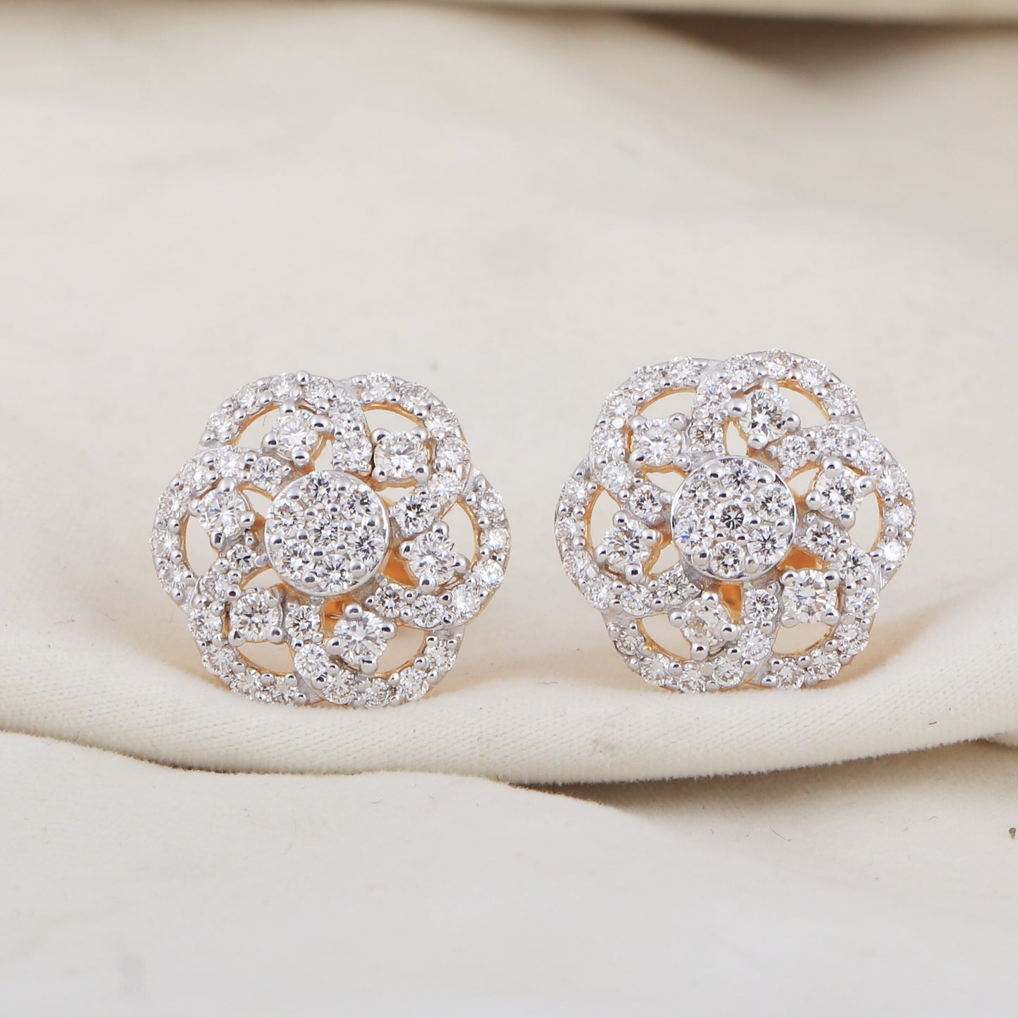 Stunning 1.12 Ct Diamond Stud Earrings IGI Certified G-H VS 18K Gold Gift