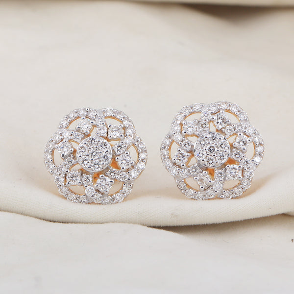 Stunning 1.12 Ct Diamond Stud Earrings IGI Certified G-H VS 18K Gold Gift