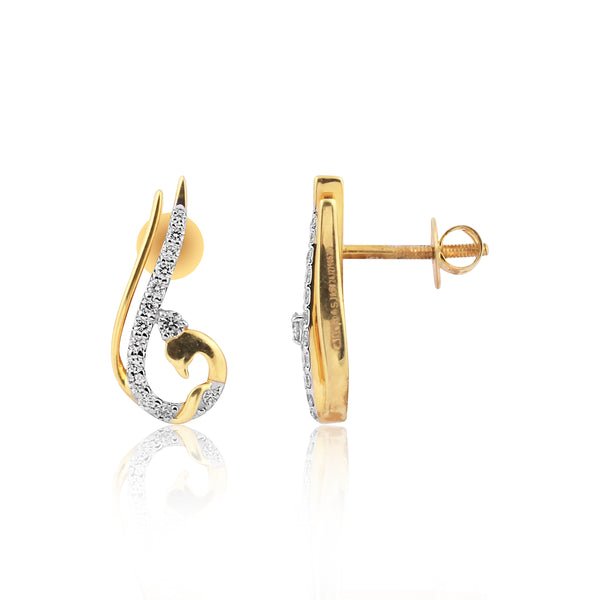 0.47 Ct Natural Diamond Stud Earrings IGI Certified G-H VS Round 18K Gold Tops