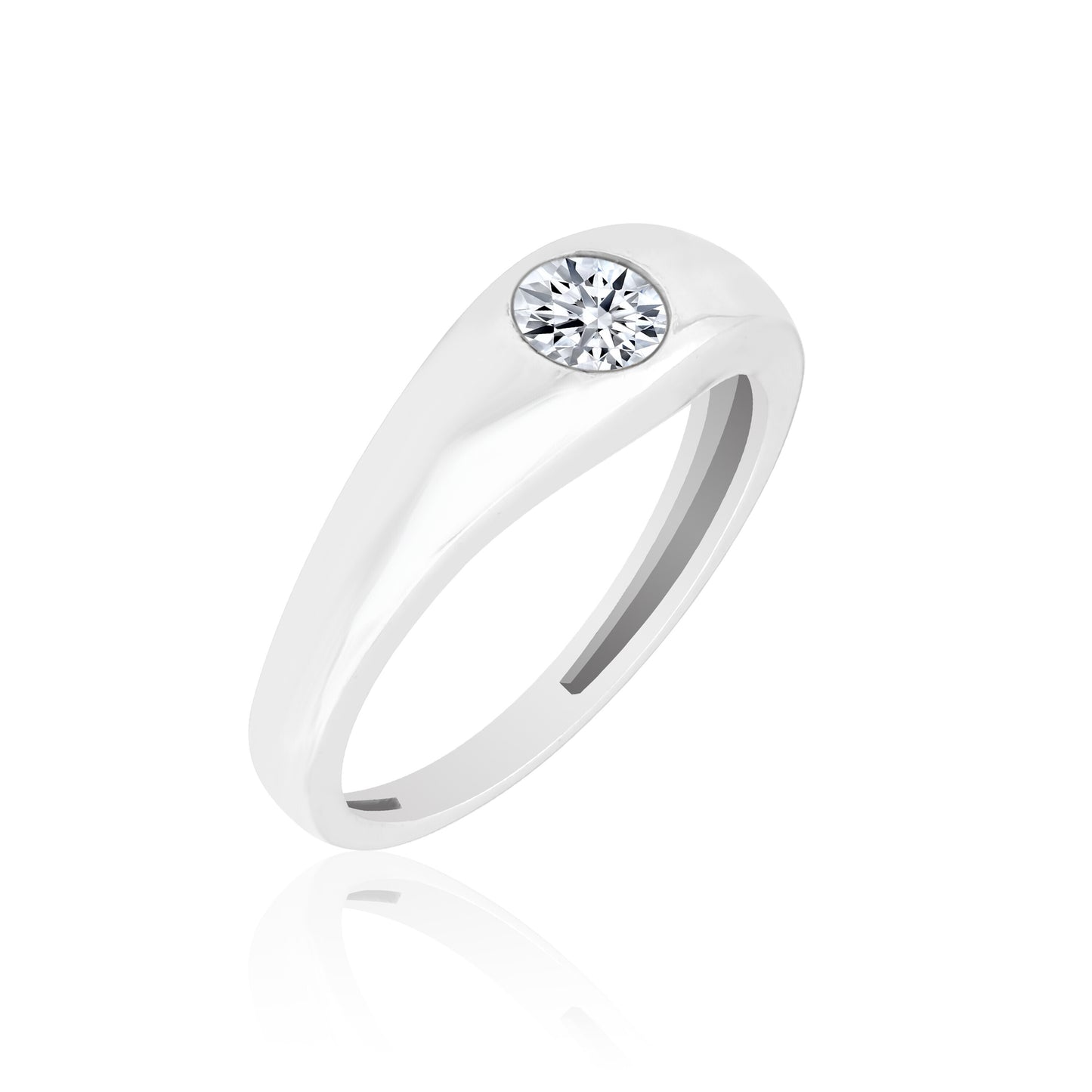 0.50 Ct Natural Diamond Gents Ring 18K Gold IGI Certified J-K Color I1 Clarity