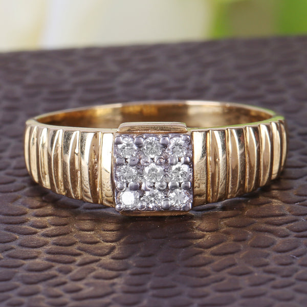 Natural Diamond Gents Ring 0.19 Ct 18K Gold IGI Certified H-I SI Men's Ring