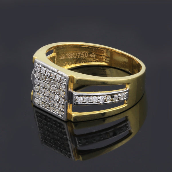 Premium Men's Diamond Ring 0.49 Ct 18K Gold IGI Certified H-I SI Statement Ring