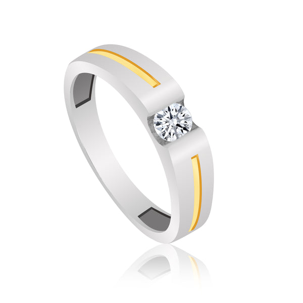 IGI Certified Diamond Gents Ring 0.30 Ct 18K Gold L-M SI Elegant Men's Jewelry