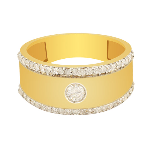 Luxury Men's Diamond Ring 0.67 Ct 18K Gold IGI Certified H-I SI Fine Jewelry