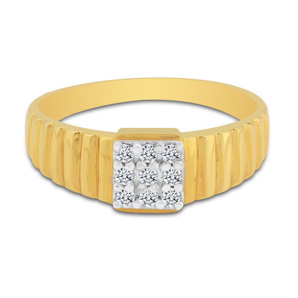 Natural Diamond Gents Ring 0.19 Ct 18K Gold IGI Certified H-I SI Men's Ring