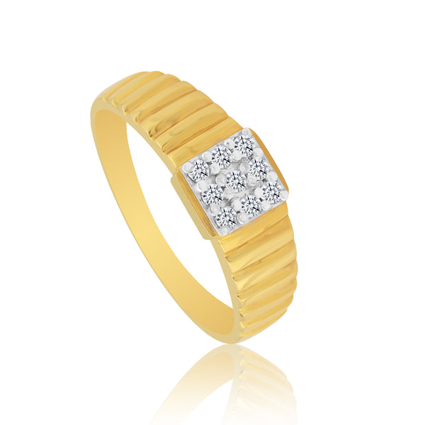 Natural Diamond Gents Ring 0.19 Ct 18K Gold IGI Certified H-I SI Men's Ring