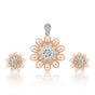 IGI Certified Diamond Pendant Necklace Set 0.71 CT 18K Gold Natural Diamonds
