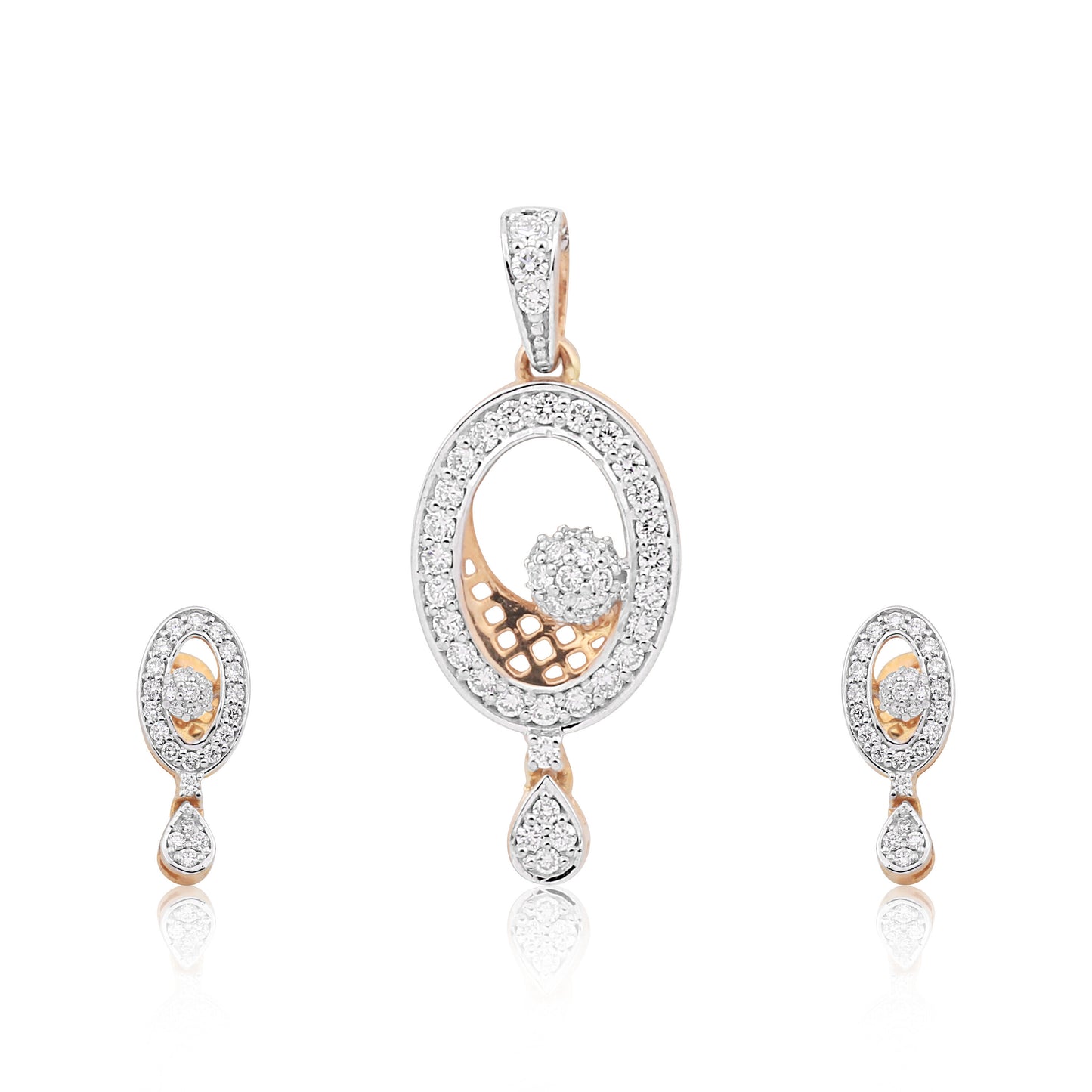 IGI Certified Diamond Pendant Set 2.08 ct 18K Gold Natural Diamond Jewelry