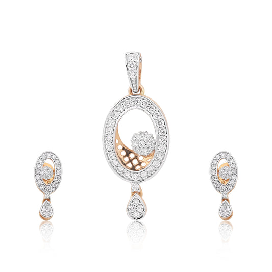 IGI Certified Diamond Pendant Set 2.08 ct 18K Gold Natural Diamond Jewelry
