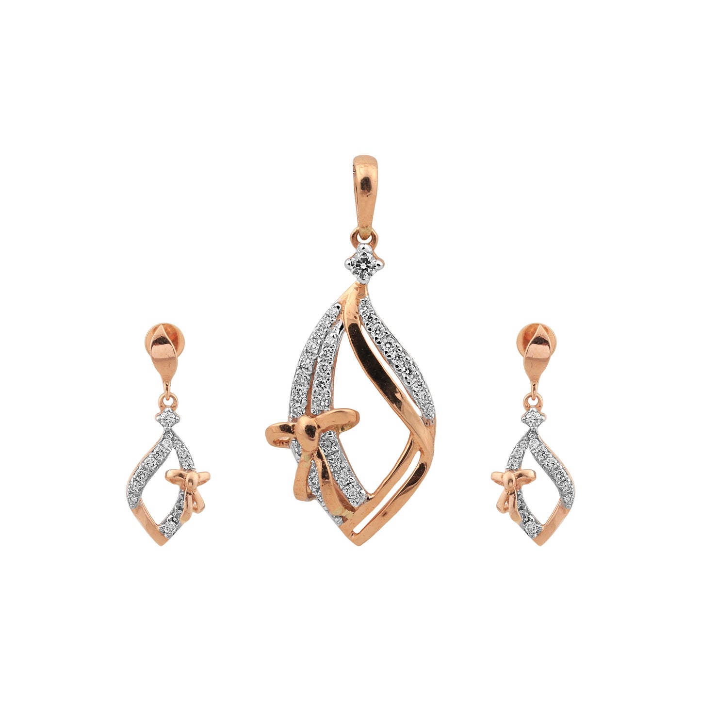 0.94 Ct Natural Diamond Pendant Set 18K Gold G-H-I VS Jewelry for Women