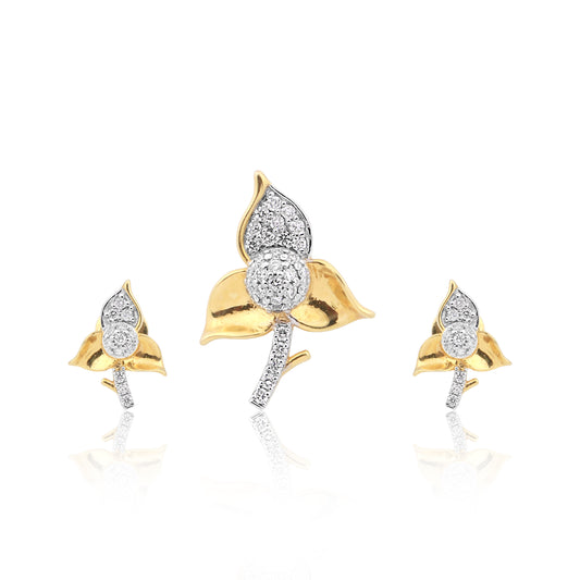 IGI Certified 18K Gold Diamond Pendant Set 0.61 Ct G-H VS Stylish Women Jewelry