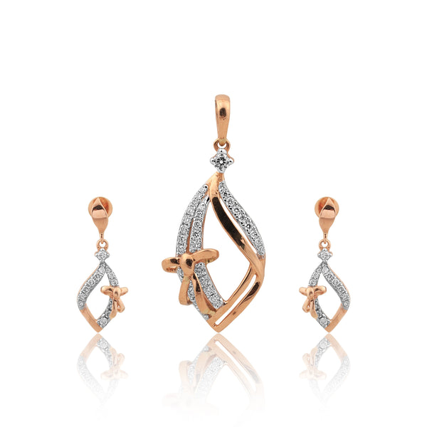 0.94 Ct Natural Diamond Pendant Set 18K Gold G-H-I VS Jewelry for Women - view 3