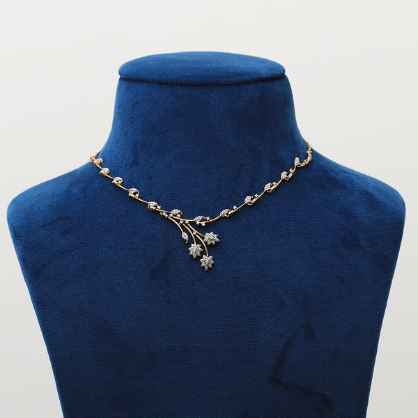 Natural Diamond Necklace Set with Earrings 18K Yellow Gold 1.60 Ct IGI Certified