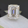 27.5 Ct White Moissanite Emerald Solitaire Ring - 925 Sterling Silver Gold Vermeil
