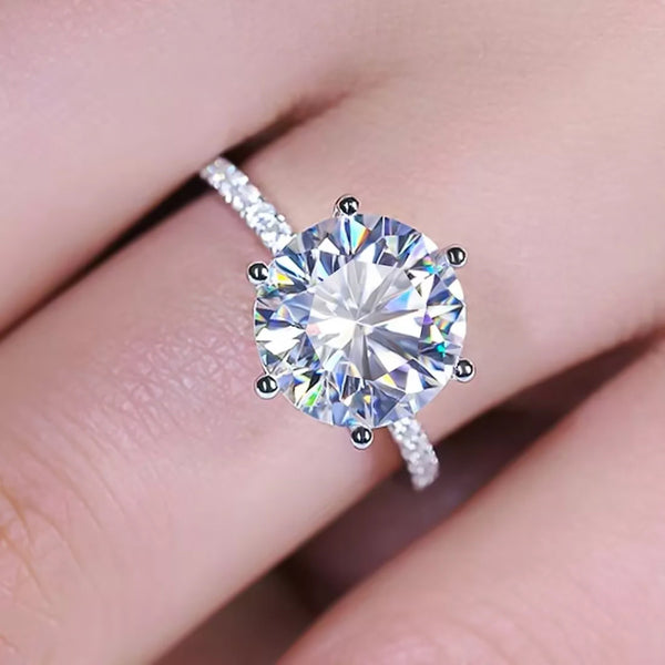 3.5 Ct Certified White Round Cut Moissanite Solitaire Ring Romantic Gift 18K Gold P 18K Gold Plated