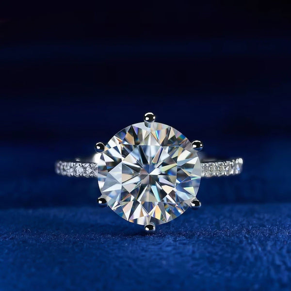 3.5 Ct Certified White Round Cut Moissanite Solitaire Ring Romantic Gift 18K Gold P 18K Gold Plated