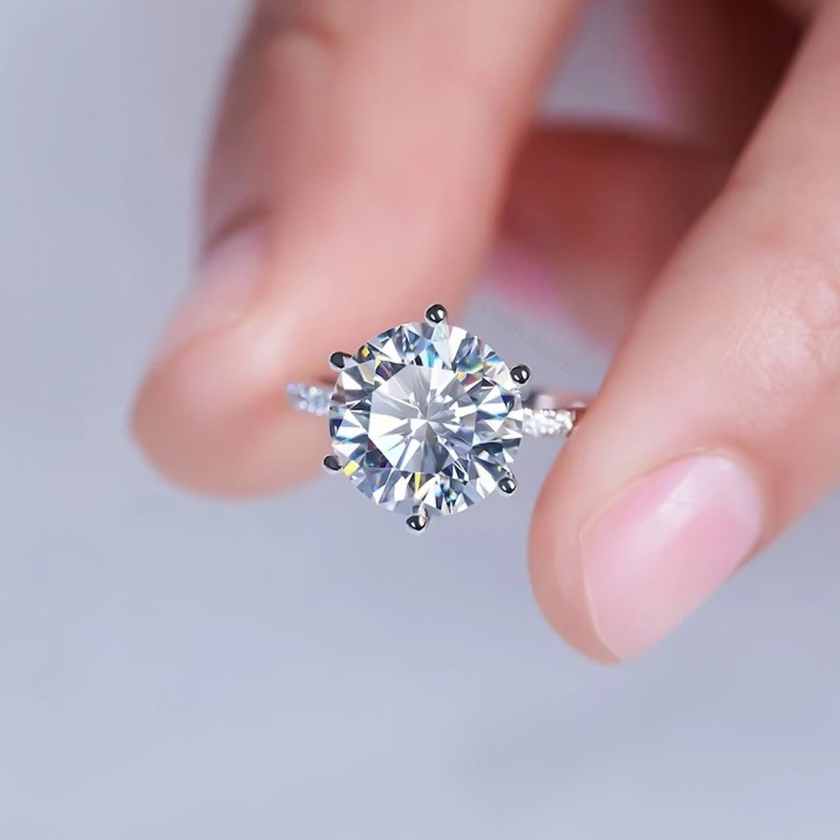 3.5 Ct Certified White Round Cut Moissanite Solitaire Ring Romantic Gift 18K Gold P 18K Gold Plated