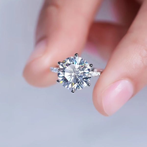 3.5 Ct Certified White Round Cut Moissanite Solitaire Ring Romantic Gift 18K Gold P 18K Gold Plated