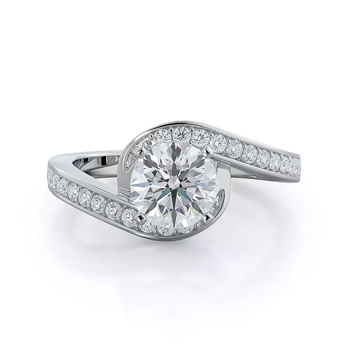3.20 Ct Certified Round Cut Off White Moissanite Ring In Birthday Gift 18K Gold Pla 18K Gold Plated