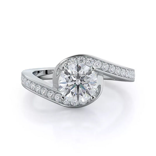3.20 Ct Certified Round Cut Off White Moissanite Ring In Birthday Gift 18K Gold Pla 18K Gold Plated