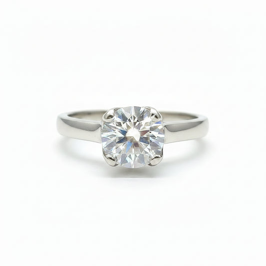1.30 Ct Certified Cushion Cut White Moissanite Solitaire Ring For Wife 18K Gold Pla 18K Gold Plated