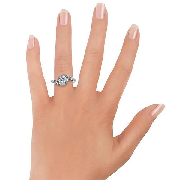 3.20 Ct Certified Round Cut Off White Moissanite Ring In Birthday Gift 18K Gold Pla 18K Gold Plated