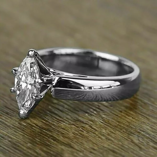 3 Ct Certified Marquise Cut White Moissanite Solitaire Ring For Daughter 18K Gold P 18K Gold Plated