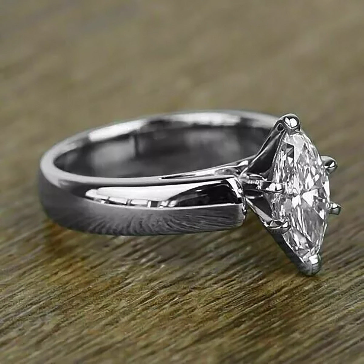 3 Ct Certified Marquise Cut White Moissanite Solitaire Ring For Daughter 18K Gold P 18K Gold Plated