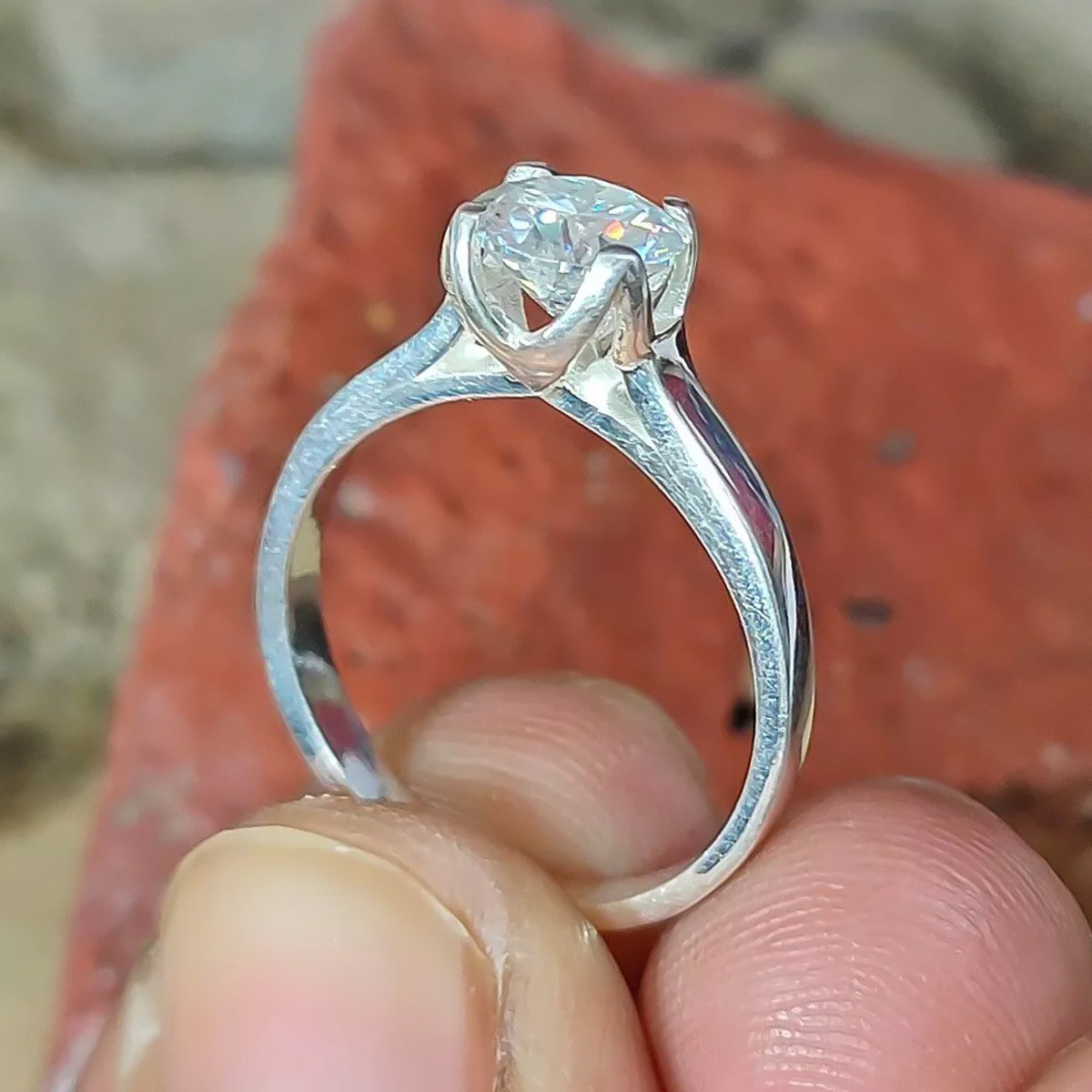 1.30 Ct Certified Cushion Cut White Moissanite Solitaire Ring For Wife 18K Gold Pla 18K Gold Plated