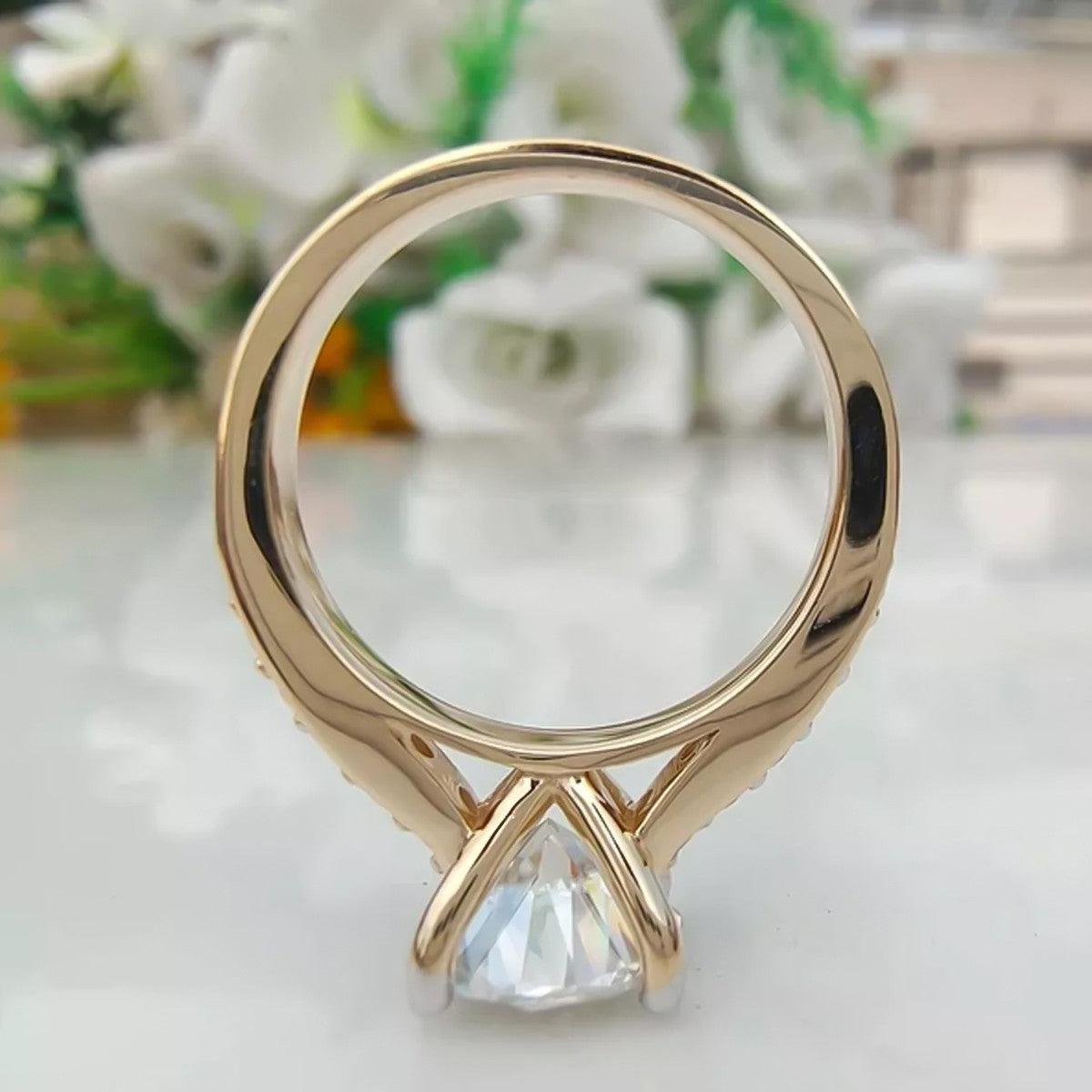 3.10 Ct Certified Round Cut Moissanite Solitaire Ring Special Occasion 18K Gold Pla 18K Gold Plated