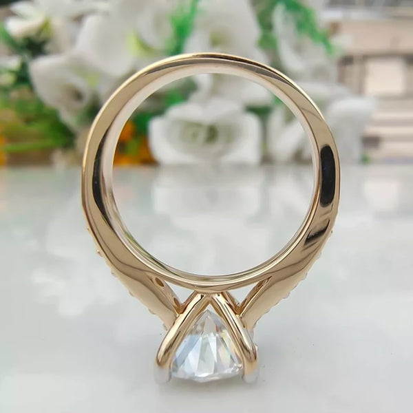 3.10 Ct Certified Round Cut Moissanite Solitaire Ring Special Occasion 18K Gold Pla 18K Gold Plated
