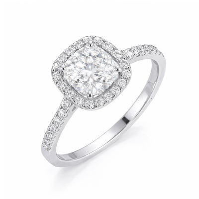 2 Ct Cushion Cut Lab Grown Diamond Ring — VS1 Clarity, 18k Gold Vermeil