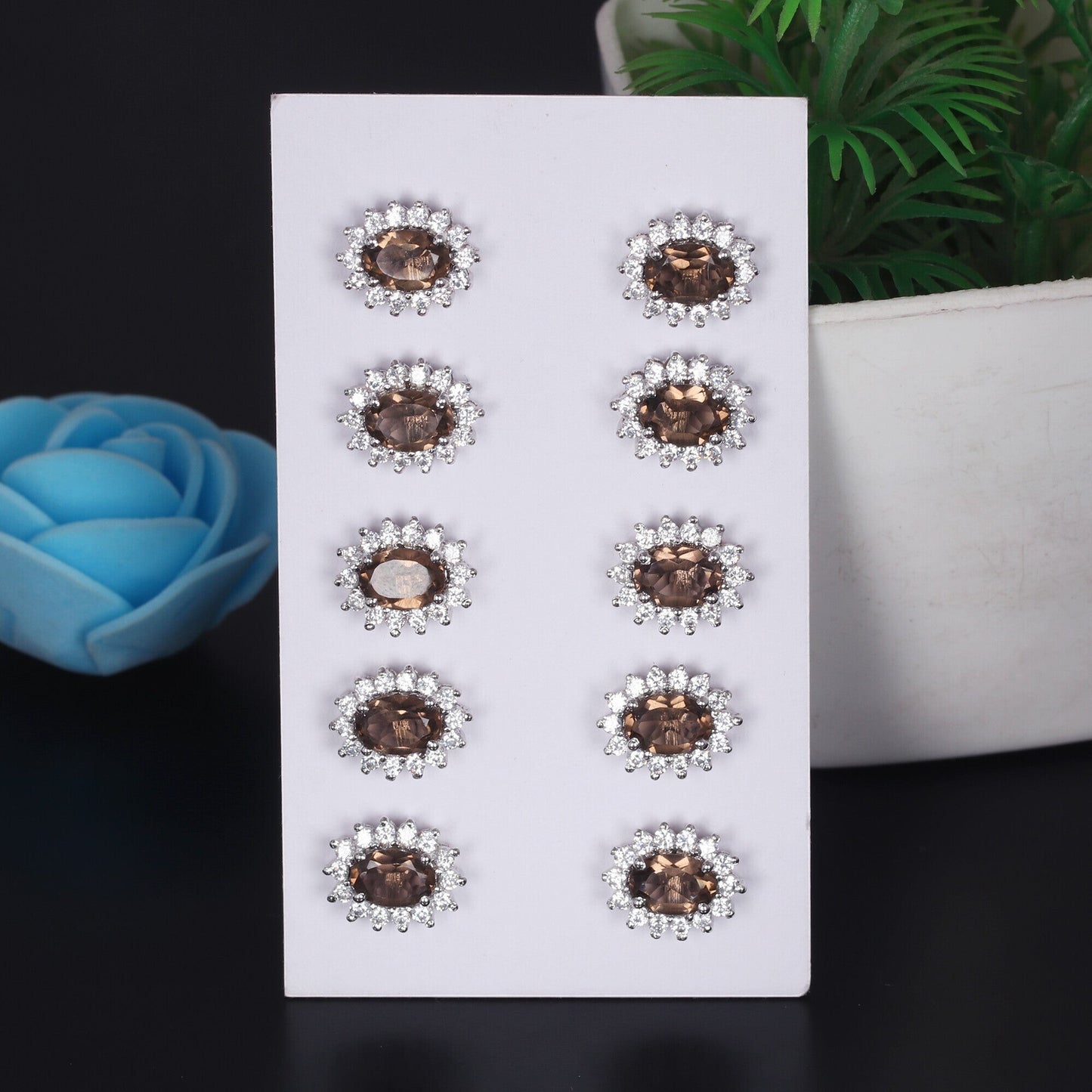 65 Ct Natural Smoky Topaz Earrings - GEMHUB & CO.