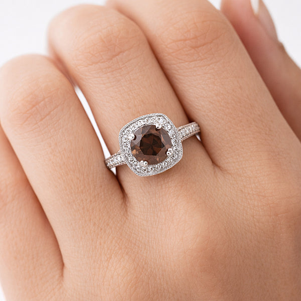 1.2 Ct Round Cut Fancy Brown Lab Grown Diamond Ring - GEMHUB & CO. - View 6