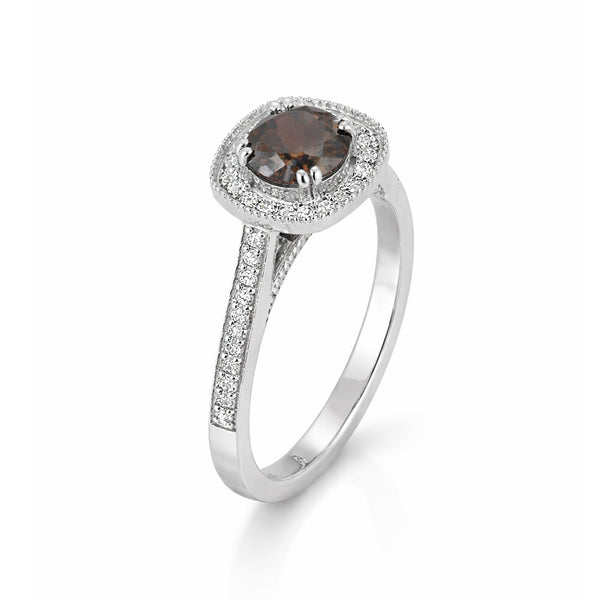 1.2 Ct Round Cut Fancy Brown Lab Grown Diamond Ring - GEMHUB & CO. - View 4