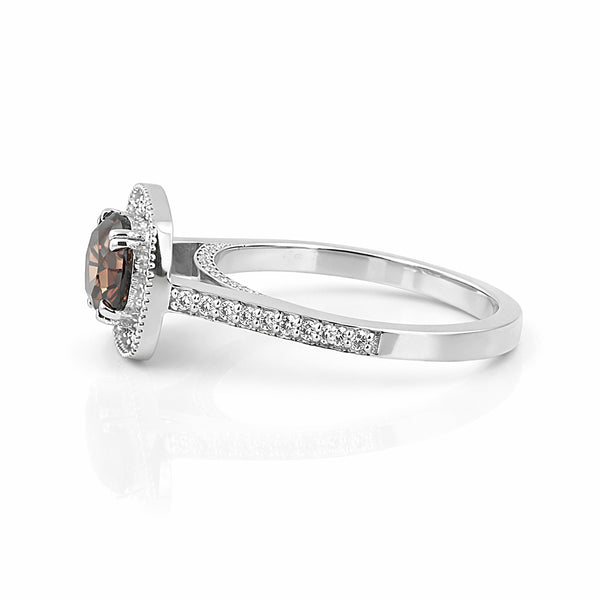 1.2 Ct Round Cut Fancy Brown Lab Grown Diamond Ring - GEMHUB & CO. - View 2